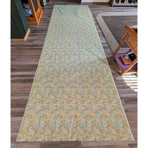 Vintage 1970s Flower Power Retro Orange Blue Fabric 5 Yards